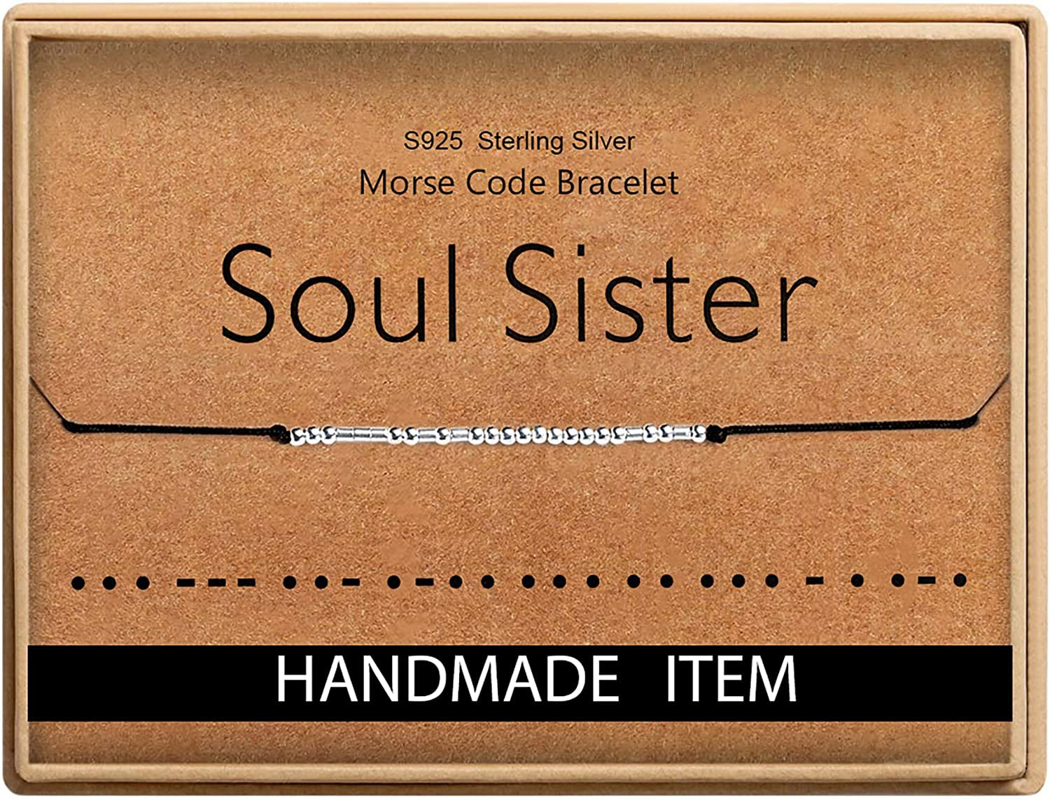 Inspirational Gifts for Women Morse Code Bracelets for Women Funny Bracelet for Friend Funny Christmas Gift for Women Apparel & Accessories > Jewelry > Bracelets Monily 16-Soul Sister  
