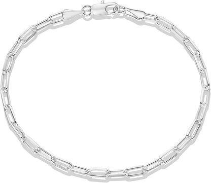 PAVOI 14K Gold Plated Paperclip/Curb/Figaro Chain Adjustable Bracelet for Women Apparel & Accessories > Jewelry > Bracelets PAVOI Paperclip white gold plated 