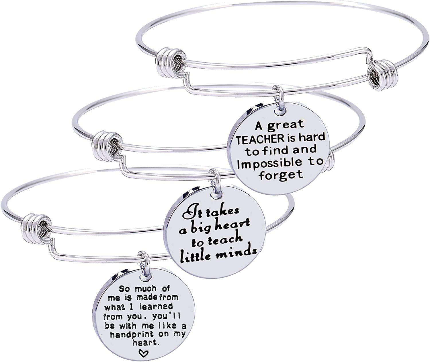 Pack of 3 Teacher Bangles Gifts for Teacher Open School Gifts for Teachers Thank You Bangle Bracelets Apparel & Accessories > Jewelry > Bracelets Nzztont Style 01  