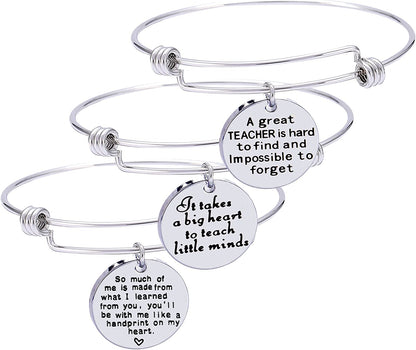 Pack of 3 Teacher Bangles Gifts for Teacher Open School Gifts for Teachers Thank You Bangle Bracelets Apparel & Accessories > Jewelry > Bracelets Nzztont Style 01  