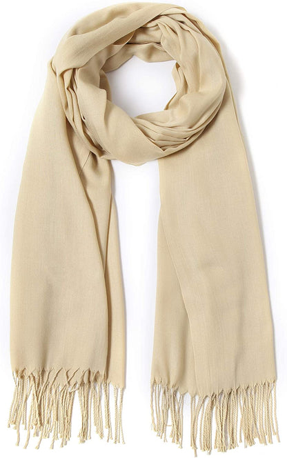 Pashmina Shawls and Wraps Large Scarfs for Women Wedding Party Bridal Long Fashion Solid Shawl Wrap with Fringes Apparel & Accessories > Clothing Accessories > Scarves & Shawls Cindy & Wendy Khaki  