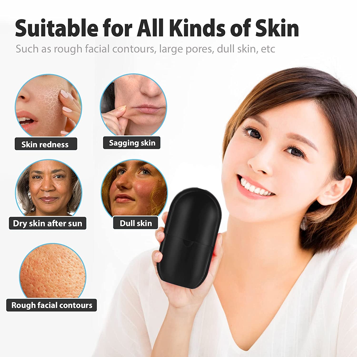 Ice Roller Silicone Facial and Eye,Facial Beauty Ice Roller Skin Care Tools,Reusable Facial Treatment to Tone Skin & De-Puff the Eye Area,Reduce Acne and Lubricate the Skin (Black 1) Health & Beauty > Personal Care > Cosmetics > Cosmetic Tools > Skin Care Tools MAITING   