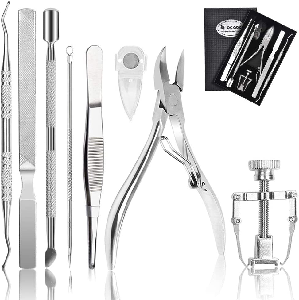 Bcabo Upgraded 8Pcs/Set Ingrown Toenail Tools Kit, Premium Nail Treatment Foot Tool, Ingrown Toenail Removal Correction Clippers, Surgery Grade Ingrown Toe Nail File Lifter, Professional Pedicure Tool Health & Beauty > Personal Care > Cosmetics > Cosmetic Tools > Nail Tools Bcabo   