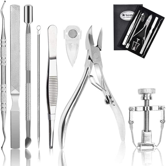 Bcabo Upgraded 8Pcs/Set Ingrown Toenail Tools Kit, Premium Nail Treatment Foot Tool, Ingrown Toenail Removal Correction Clippers, Surgery Grade Ingrown Toe Nail File Lifter, Professional Pedicure Tool Health & Beauty > Personal Care > Cosmetics > Cosmetic Tools > Nail Tools Bcabo   