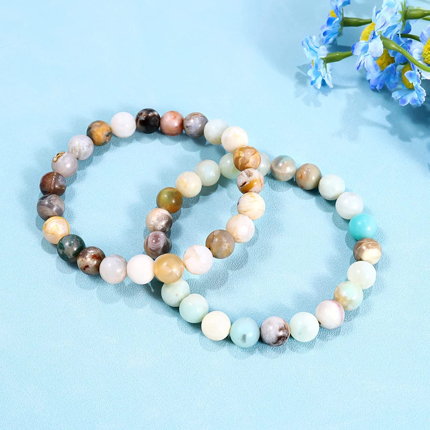 Bivei Natural Gem Semi Precious Reiki Healing Crystals Handmade 8Mm round Beads Stretch Bracelet Apparel & Accessories > Jewelry > Bracelets Bivei   