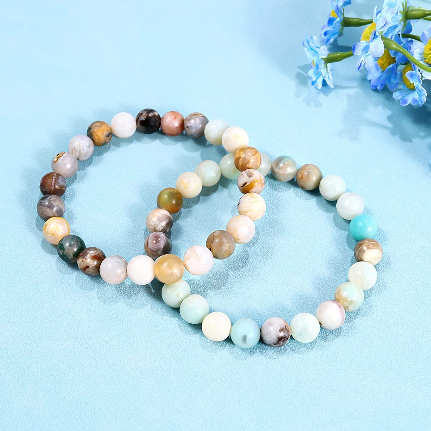 Bivei Natural Gem Semi Precious Reiki Healing Crystals Handmade 8Mm round Beads Stretch Bracelet Apparel & Accessories > Jewelry > Bracelets Bivei   