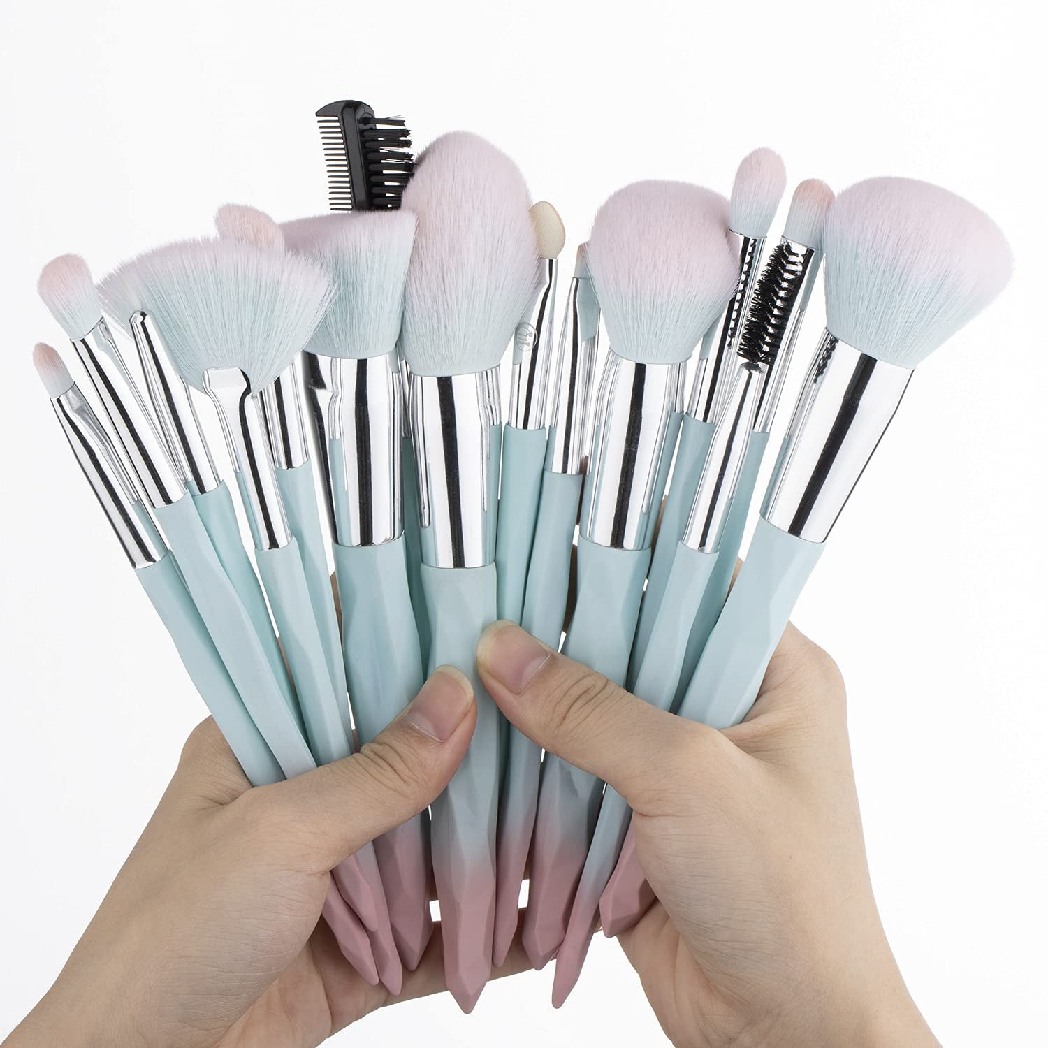 Makeup Brushes 15Pcs Makeup Brush Set with 3Pcs Makeup Sponge Soft Synthetic Hair Face Make up Brush Tools for Foundation, Powder, Eyeshadow, Eyebrow, Eyeliner, Blending (Blue)… Health & Beauty > Personal Care > Cosmetics > Cosmetic Tools > Makeup Tools 111   