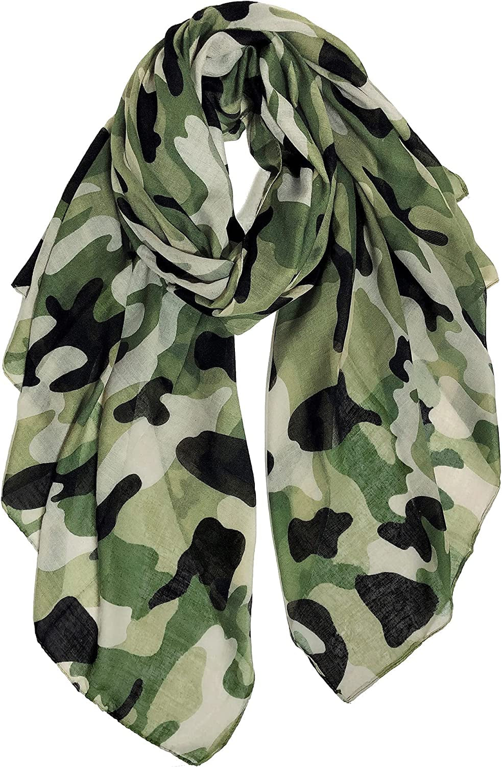 GERINLY Scarves - Lightweight Summer Travel Scarf Camouflage Print Shawl Wrap Apparel & Accessories > Clothing Accessories > Scarves & Shawls GERINLY A-olive  