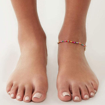 Shegirl Boho Beaded Anklet Bracelet Gold Shell Anklet Chain Colorful Beaded Foot Jewelry for Women and Girls Apparel & Accessories > Jewelry > Anklets Shegirl   