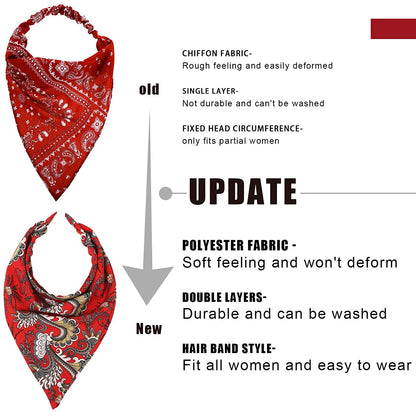 Floral Hair Scarf Headbands for Women - HAIMEIKANG Boho Hair Bandanas Scarf for Women Triangle Head Kerchief Solid Color Hair Bands Vintage Head Scarf (Beige+Yellow+Black) Apparel & Accessories > Clothing Accessories > Bandanas & Headties HAIMEIKANG   