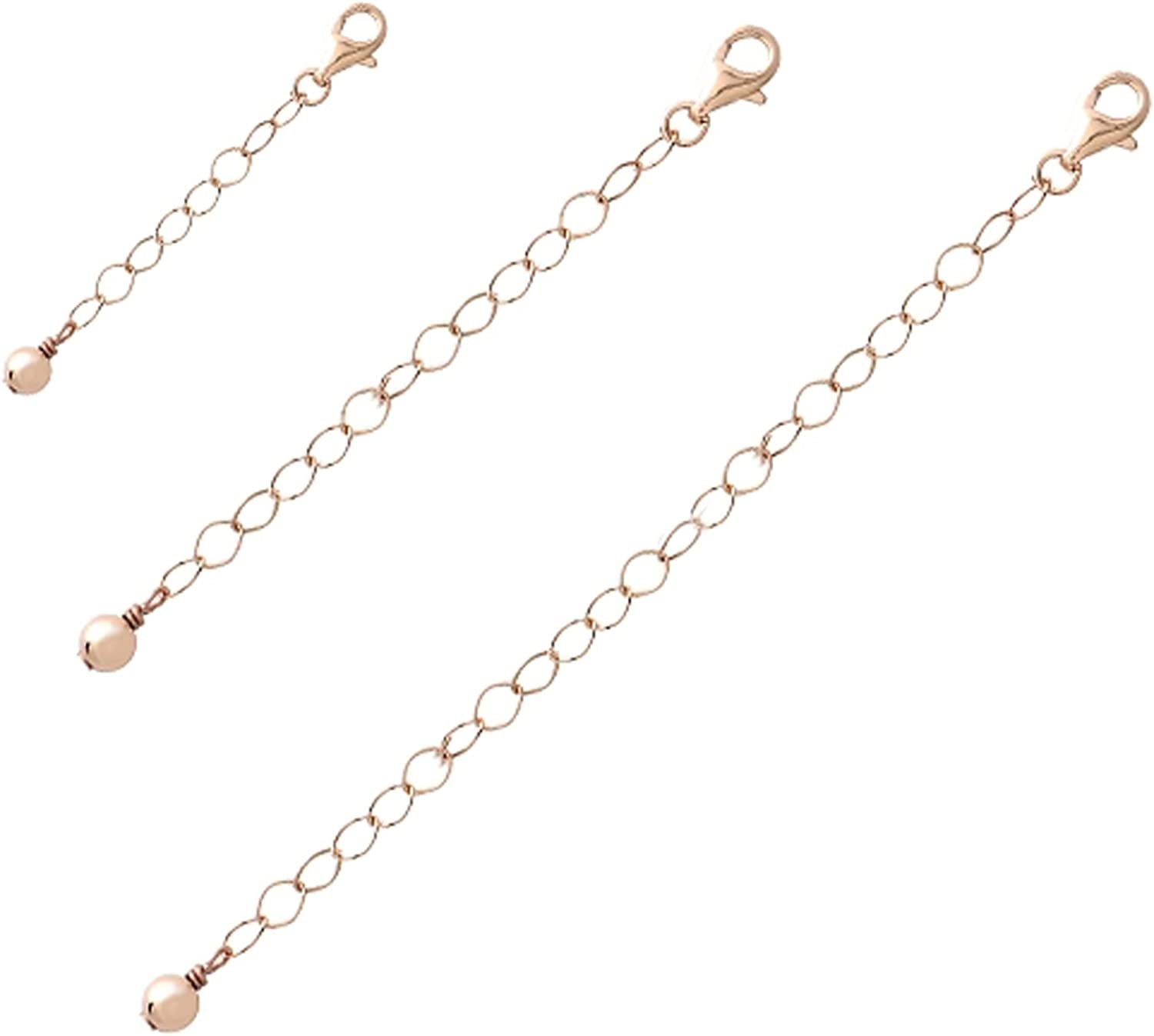 Sterling Silver Pendant Necklace Bracelet Anklet Chain Extenders for Women Men, 1" 2" and 4" Inches Apparel & Accessories > Jewelry > Anklets B. BRILLIANT rose-gold-flashed-silver  