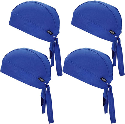 Sweat Wicking Doo Rag Cooling Dew Rag Helmet Liner Hat Large Motorcycle Head Wrap Bandana Skull Caps for Men and Women Apparel & Accessories > Clothing Accessories > Bandanas & Headties JHYWELL Blue 4 Pack  