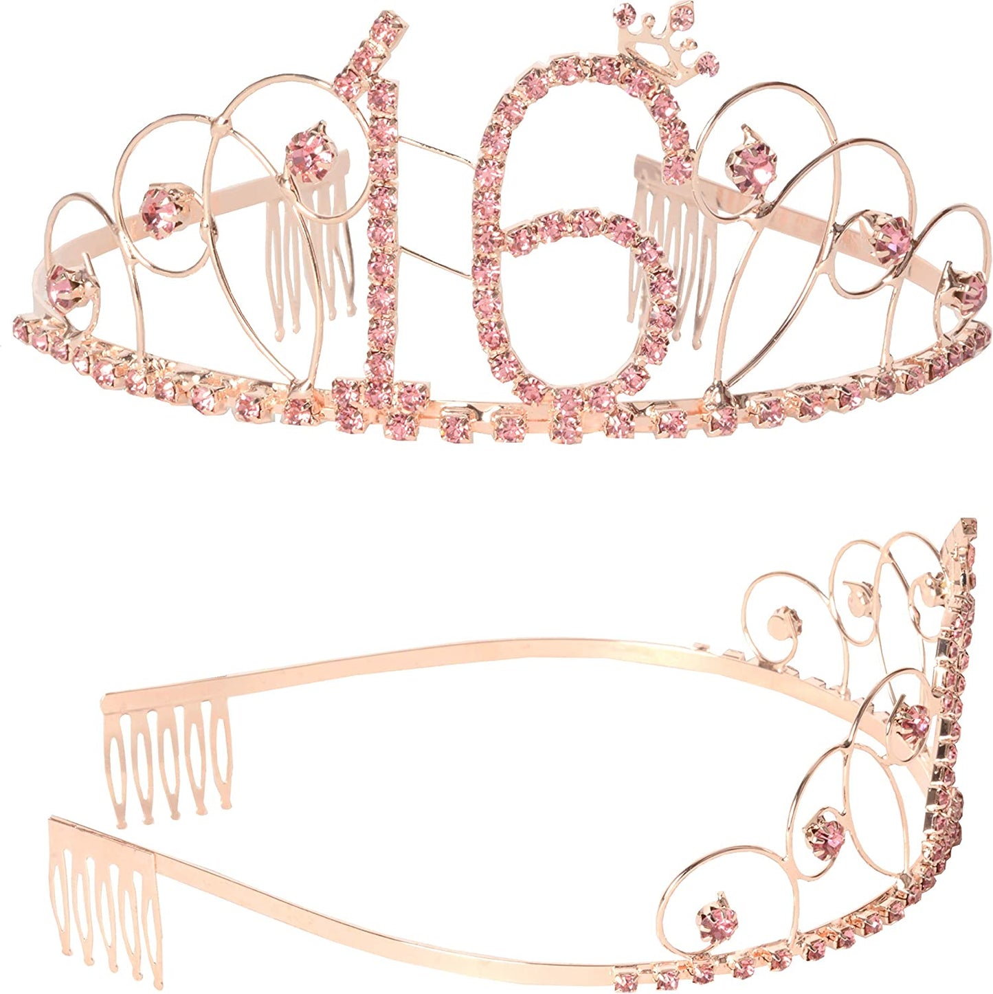 MEANT2TOBE 16Th Birthday Sash and Tiara for Girls - Fabulous Set: Glitter Sash + Basic Rhinestone Pink Premium Metal Tiara, 16Th Birthday Gifts for Sweet 16 Birthday Party Apparel & Accessories > Clothing Accessories > Sashes MEANT2TOBE   