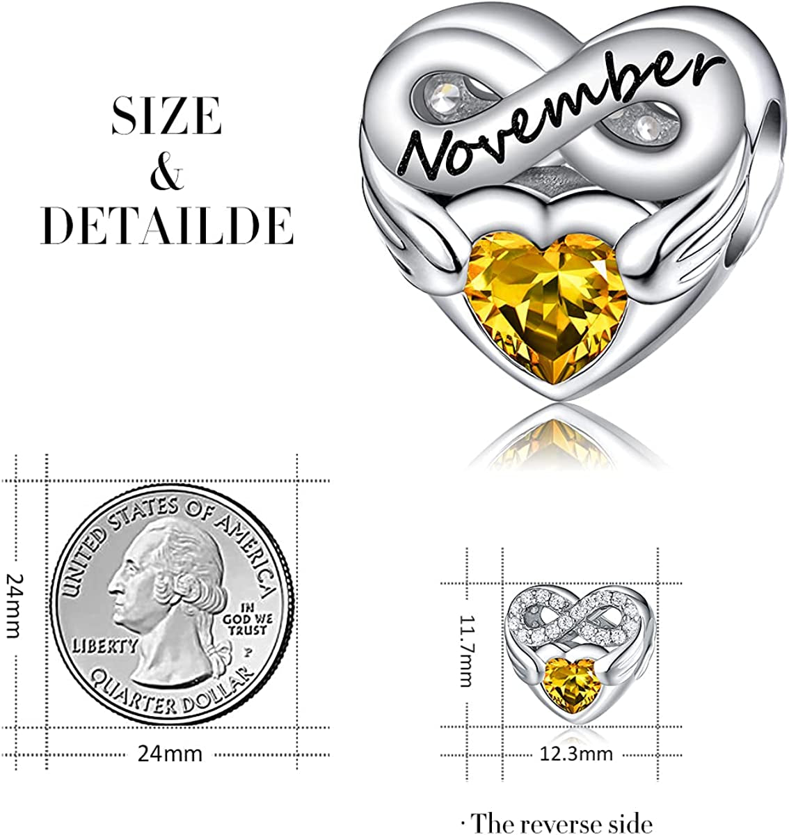 FOREVER QUEEN Birthstone Charms for Charms Bracelet- 925 Sterling Silver Love Heart Beads Infinite Love Charms, Happy Birthday Charms for Bracelet and Necklace Apparel & Accessories > Jewelry > Bracelets FOREVER QUEEN pandora charms   