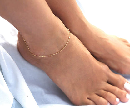 Mevecco Gold Evil Eye Charm Anklet,14K Gold Plated Boho Beach Dainty Cute Tiny Lucky Star Foot Chain Ankle Bracelet Silver Beaded Chain Anklet for Women Apparel & Accessories > Jewelry > Anklets MEVECCO   