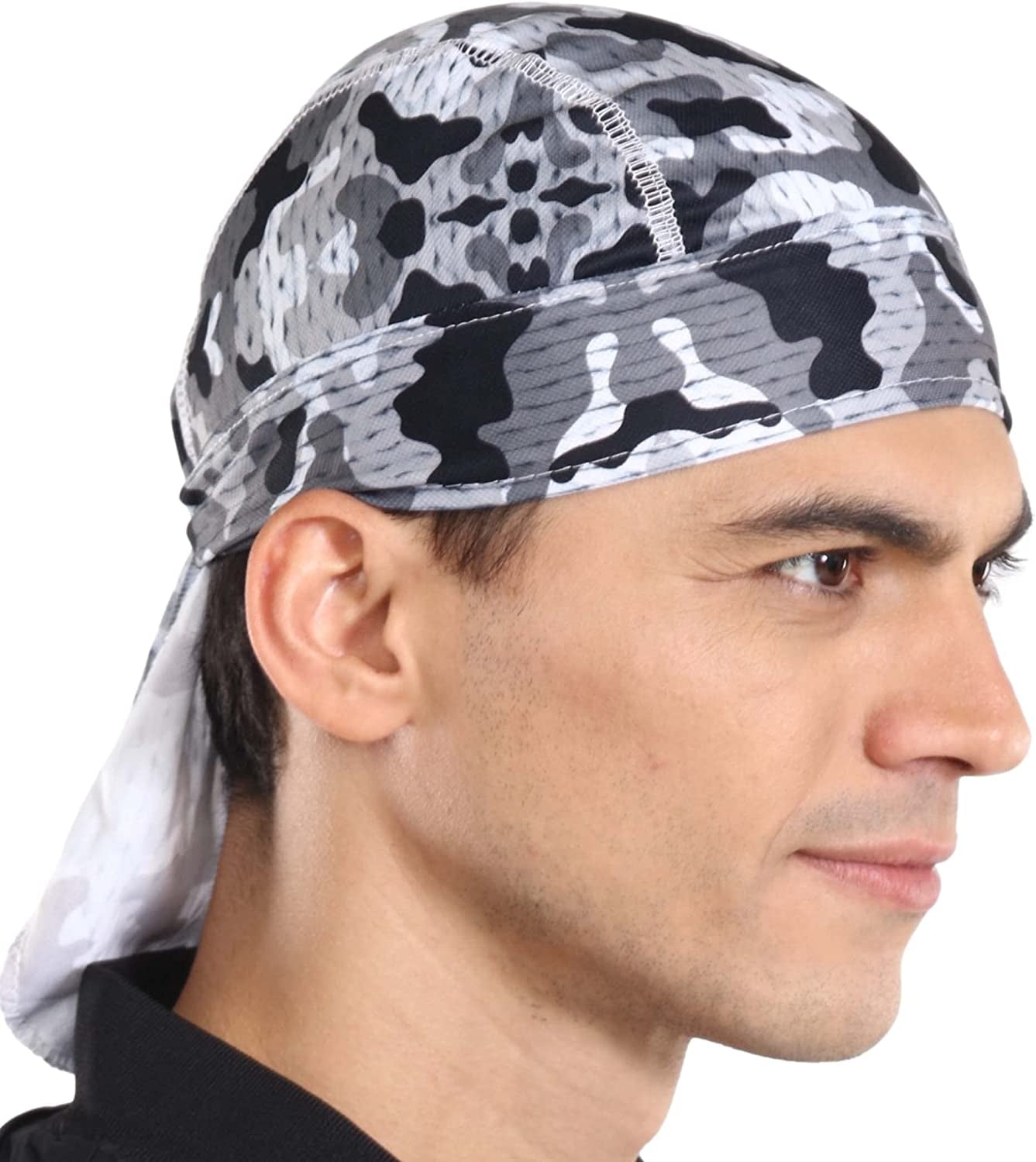 Cooling Helmet Liner - Do Rag Skull Cap for Men - Head Scarf, Bandana, Head Wrap, Beanie for Motorcycle, Cycling, Sports Apparel & Accessories > Clothing Accessories > Headwear Tough Headwear Arctic Camo  