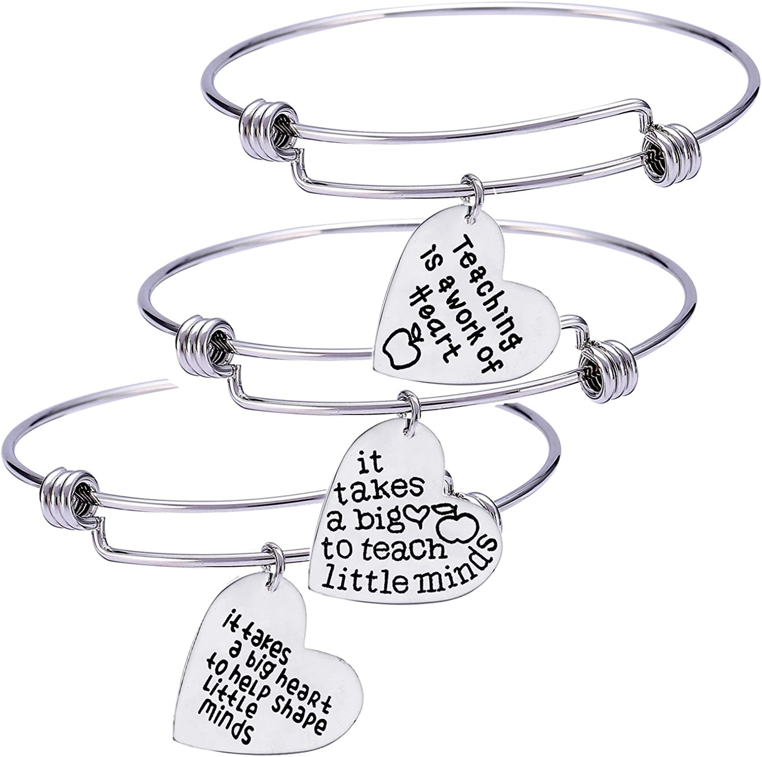 Pack of 3 Teacher Bangles Gifts for Teacher Open School Gifts for Teachers Thank You Bangle Bracelets Apparel & Accessories > Jewelry > Bracelets Nzztont Style 05  