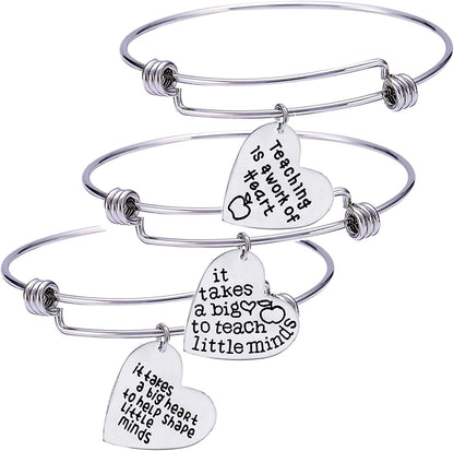 Pack of 3 Teacher Bangles Gifts for Teacher Open School Gifts for Teachers Thank You Bangle Bracelets Apparel & Accessories > Jewelry > Bracelets Nzztont Style 05  