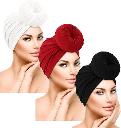 DANMY Women'S Beanie Turban Hats, Indian Hats Headscarves, Beanie Hats for Women,Turban for Women Apparel & Accessories > Clothing Accessories > Headwear DANMY White & Black & Red -3pcs  