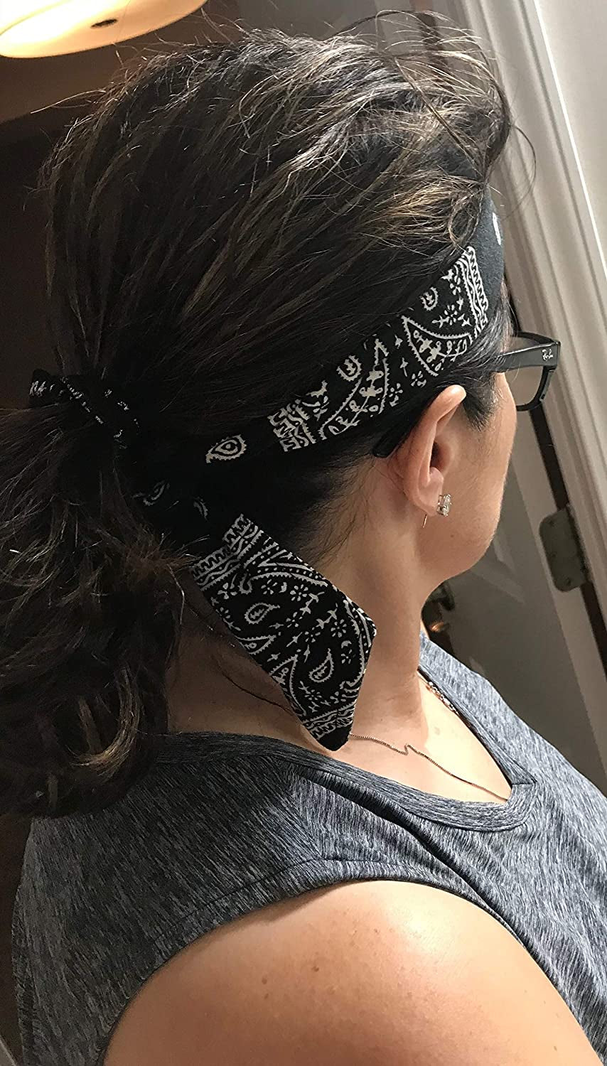Kenz Laurenz Headbands Tie on Headband for Women Men Running Athletic Hair Head Band Elastic Sports Sweat Basketball Sweatband Stetchy Yoga Workout Sweatbands Adjustable Non-Slip Moisture Wicking Apparel & Accessories > Clothing Accessories > Bandanas & Headties Kenz Laurenz   