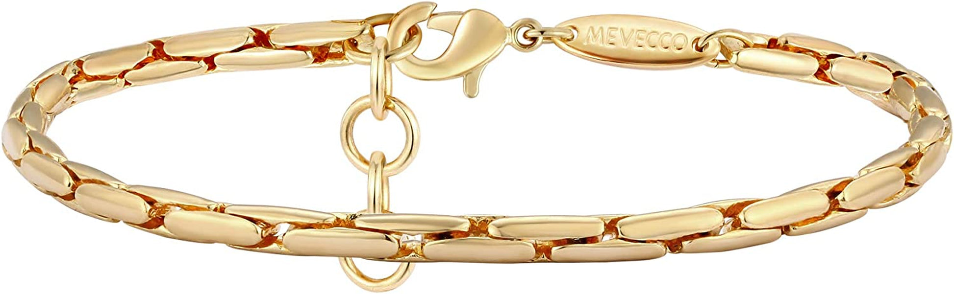 MEVECCO Gold Beaded Bracelets,18K Gold Plated Handmade Cute Satellite Diamond Cut Oval and round Beads Rope Chain Dainty Bracelet for Women Apparel & Accessories > Jewelry > Bracelets Mevecco Cable  