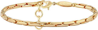 MEVECCO Gold Beaded Bracelets,18K Gold Plated Handmade Cute Satellite Diamond Cut Oval and round Beads Rope Chain Dainty Bracelet for Women Apparel & Accessories > Jewelry > Bracelets Mevecco Cable  