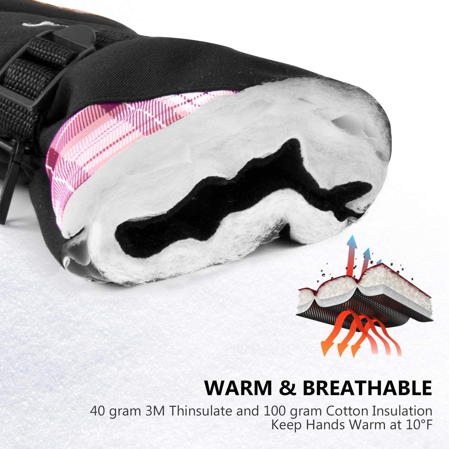 KINEED Waterproof Ski Gloves Touchscreen 3M Thinsulate Winter Warm Snow Gloves for Women Youth Apparel & Accessories > Clothing Accessories > Gloves & Mittens KINEED   