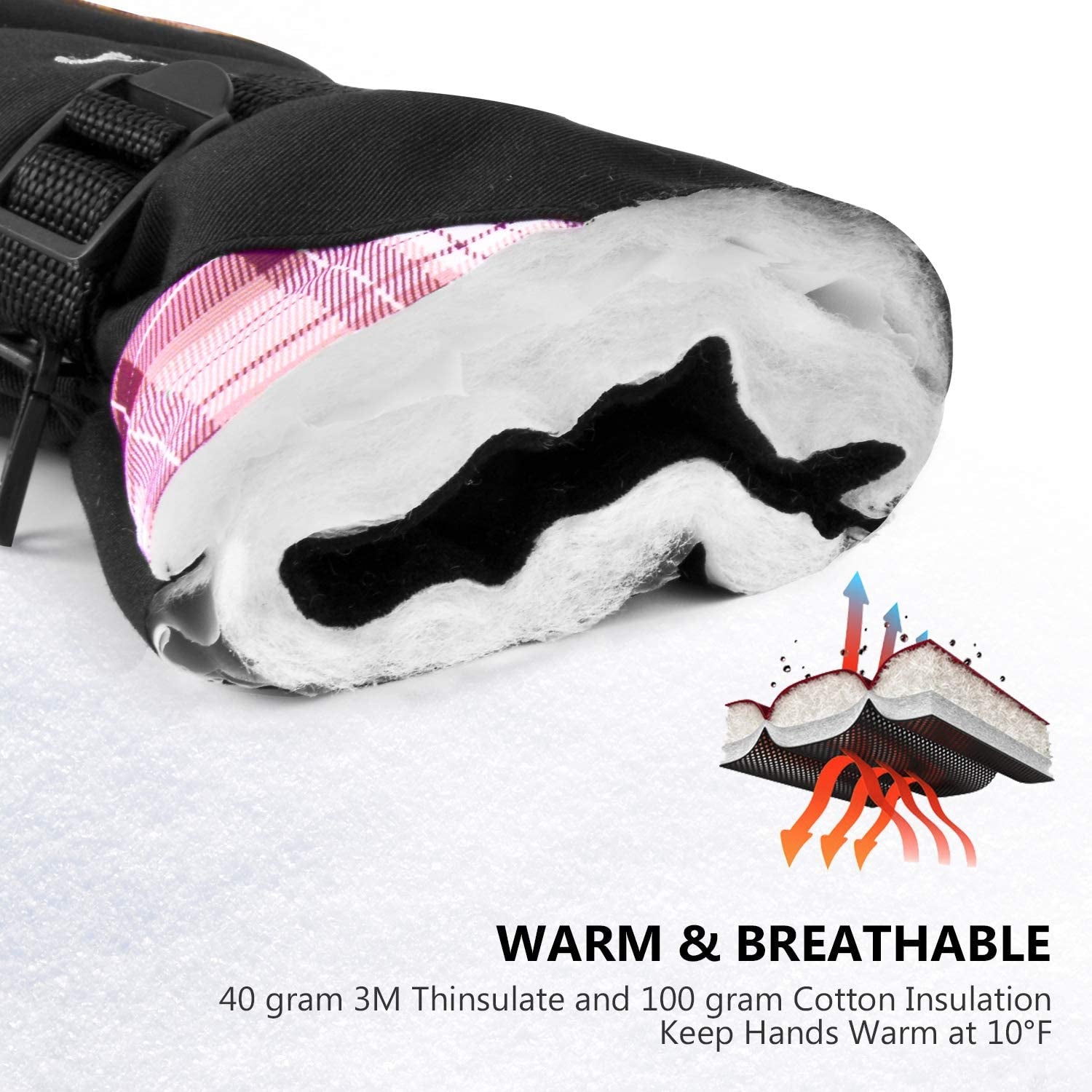 KINEED Waterproof Ski Gloves Touchscreen 3M Thinsulate Winter Warm Snow Gloves for Women Youth Apparel & Accessories > Clothing Accessories > Gloves & Mittens KINEED   