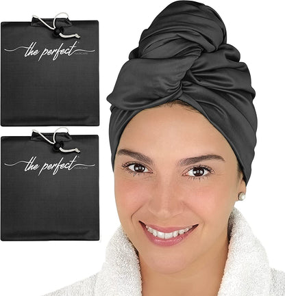 Microfiber Hair Towel Wrap - Ultra-Fine & Silky Smooth - Quick Drying - Absorbent Turban Twist for Curly & Long Hair for Girls & Kids - Anti-Frizz Curly Hair Product - the PERFECT HAIRCARE - Black Health & Beauty > Personal Care > Hair Care THE PERFECT HAIRCARE Black 2 