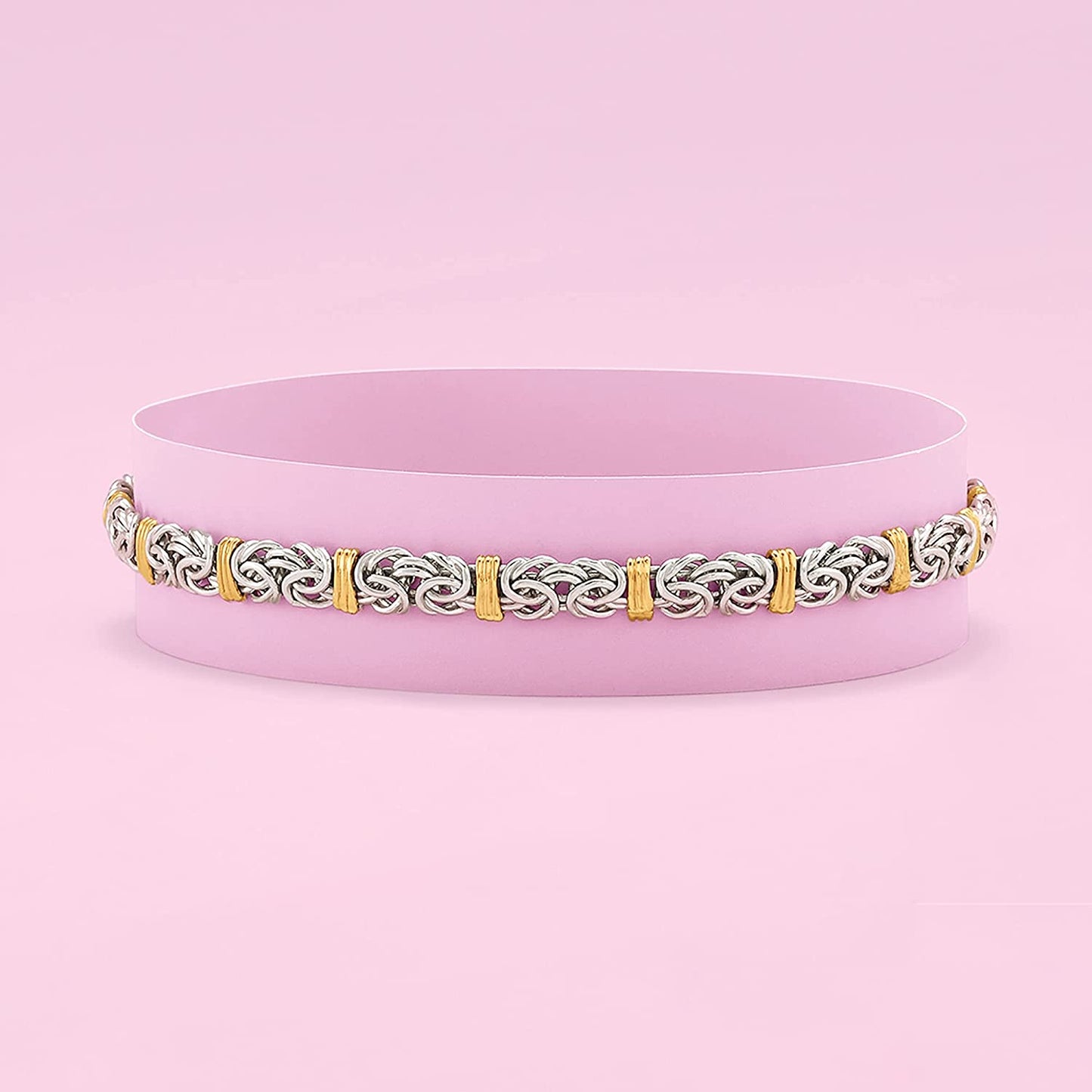 Ross-Simons Sterling Silver and 14Kt Yellow Gold Byzantine Station Bracelet Apparel & Accessories > Jewelry > Bracelets Ross-Simons   