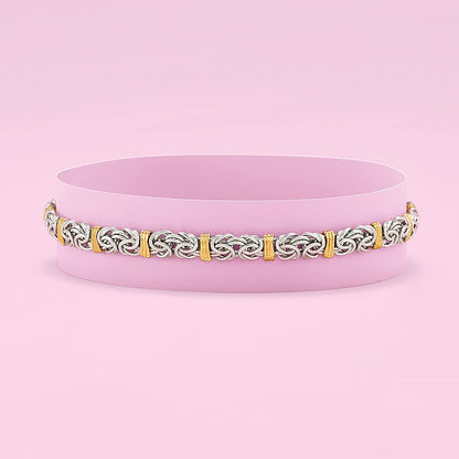 Ross-Simons Sterling Silver and 14Kt Yellow Gold Byzantine Station Bracelet Apparel & Accessories > Jewelry > Bracelets Ross-Simons   