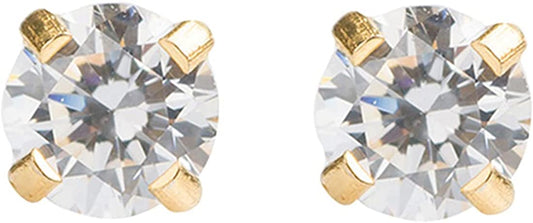 Ear Piercing Earrings Gold 4Mm Clear CZ Studs"Studex System 75" Apparel & Accessories > Jewelry > Earrings Studex   