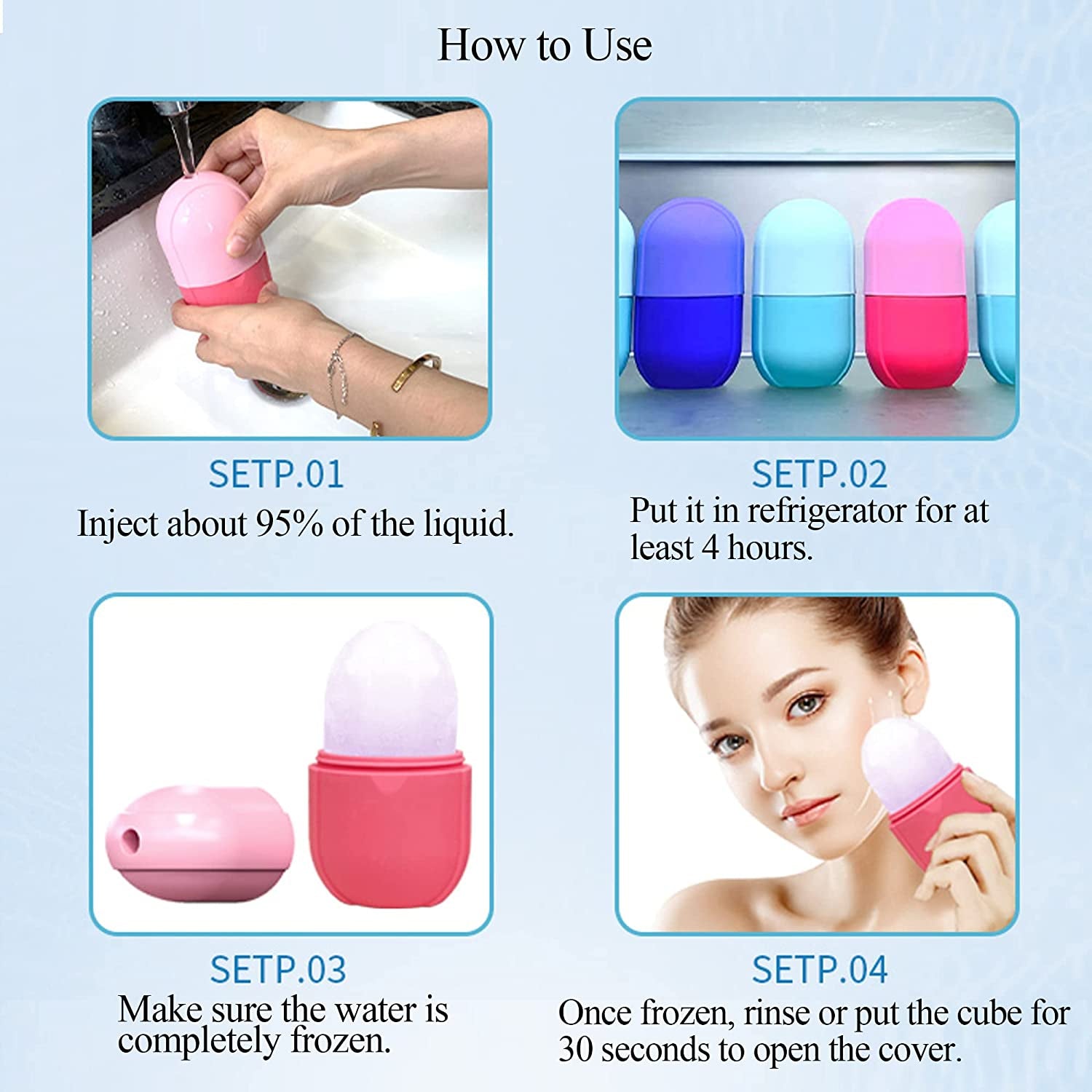 Ice Roller for Face and Eye, Silicone Ice Mold for Face,Facial Ice Roller Skin Care Tool for Eye Puffiness Relief & Remove Fine Lines & Reduce Acne Beauty Gift for Women (Pink) Health & Beauty > Personal Care > Cosmetics > Cosmetic Tools > Skin Care Tools Aethland   