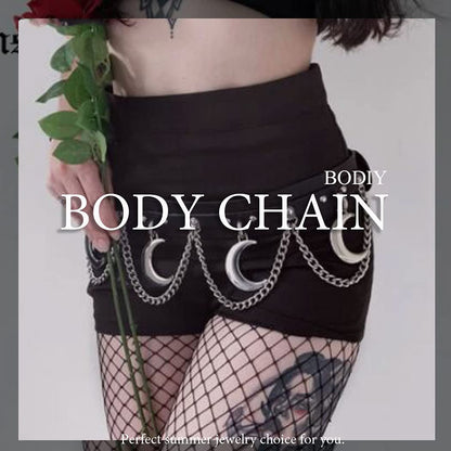 Bodiy Leather Waist Chain Belts Gold Punk Belly Chain Sexy Ring Club Rave Accessories Body Chain Jewelry for Women and Girls Apparel & Accessories > Jewelry > Body Jewelry Bodiy   