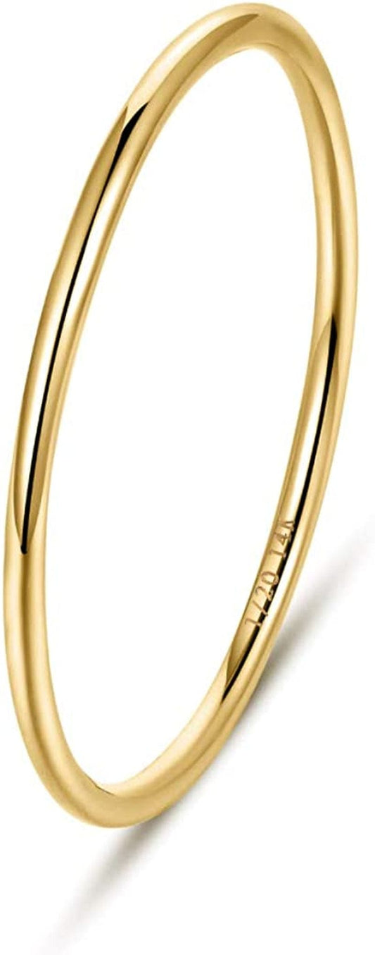 1Mm 14K Gold Filled Rings Stacking Rings for Women Girls Stackable Thin Gold Ring Plain Band Comfort Fit Size 5 to 10 1PC/2PCS/3PCS 1Pc-Gold / 6