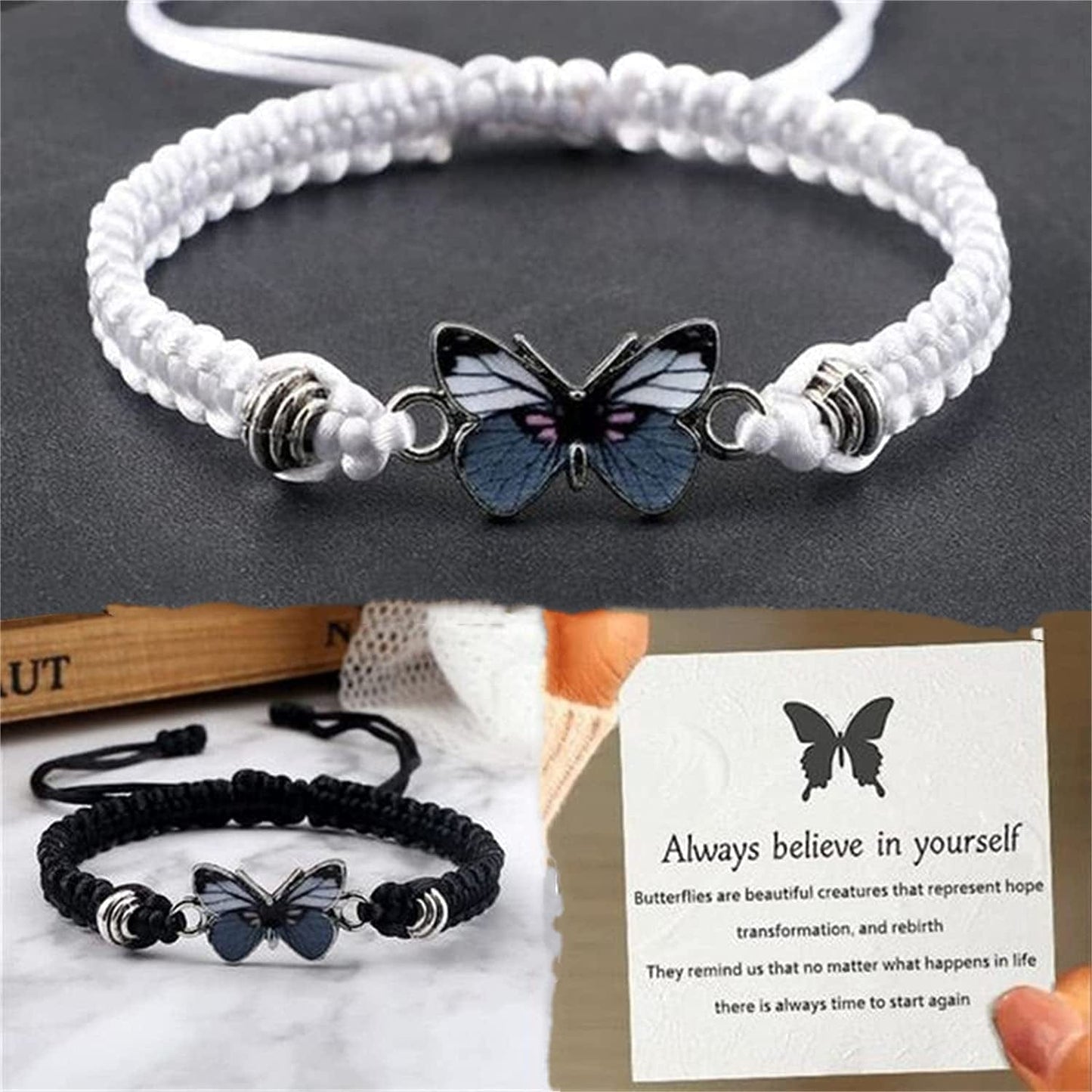 1PC Butterfly Bracelet, for Teen Girls Adjustable String Butterfly Bracelets for Women Cute Butterfly Charm Bracelets Apparel & Accessories > Jewelry > Bracelets Generic #01  