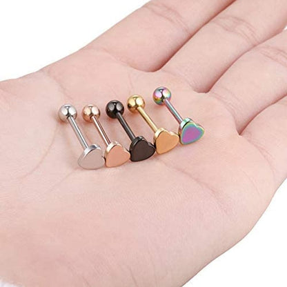 1PC Stainless Steel Heart Shaped Tongue Ring Barbell Tongue Piercing Cute Bar Studs Labret Rose Gold Body Jewelry Deft and Fashion Apparel & Accessories > Jewelry > Body Jewelry Generic   