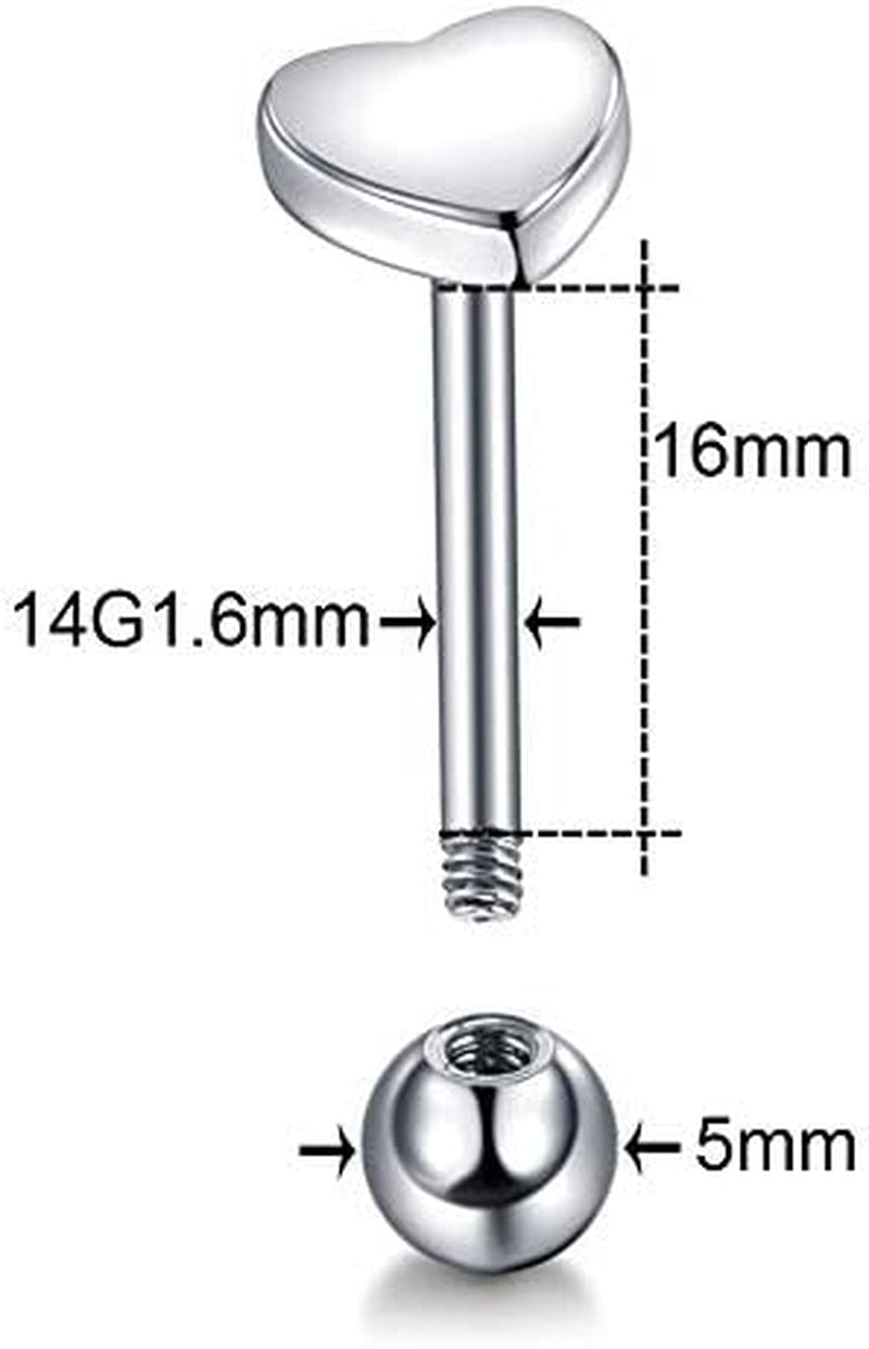 1PC Stainless Steel Heart Shaped Tongue Ring Barbell Tongue Piercing Cute Bar Studs Labret Rose Gold Body Jewelry Deft and Fashion Apparel & Accessories > Jewelry > Body Jewelry Generic   