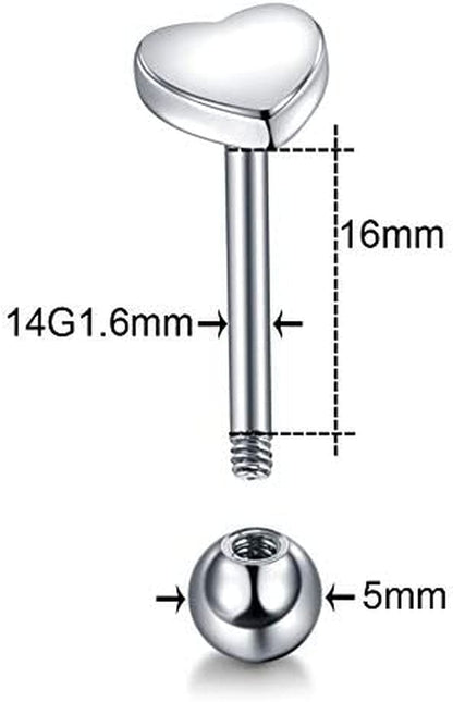 1PC Stainless Steel Heart Shaped Tongue Ring Barbell Tongue Piercing Cute Bar Studs Labret Rose Gold Body Jewelry Deft and Fashion Apparel & Accessories > Jewelry > Body Jewelry Generic   