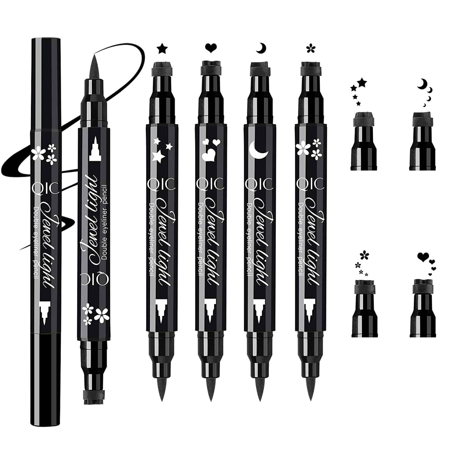 1Pcs Dual Ended Eyeliner Stamp,Waterproof Liquid Eyeliner with Heart Seal Stamp,Long Lasting Seal Eyeliner Pen for Makeup,Eye Decoration Eye Liner Makeup Tool Black No Smudge (02# Heart) Health & Beauty > Personal Care > Cosmetics > Cosmetic Tools > Makeup Tools Jutoe 4 in 1  