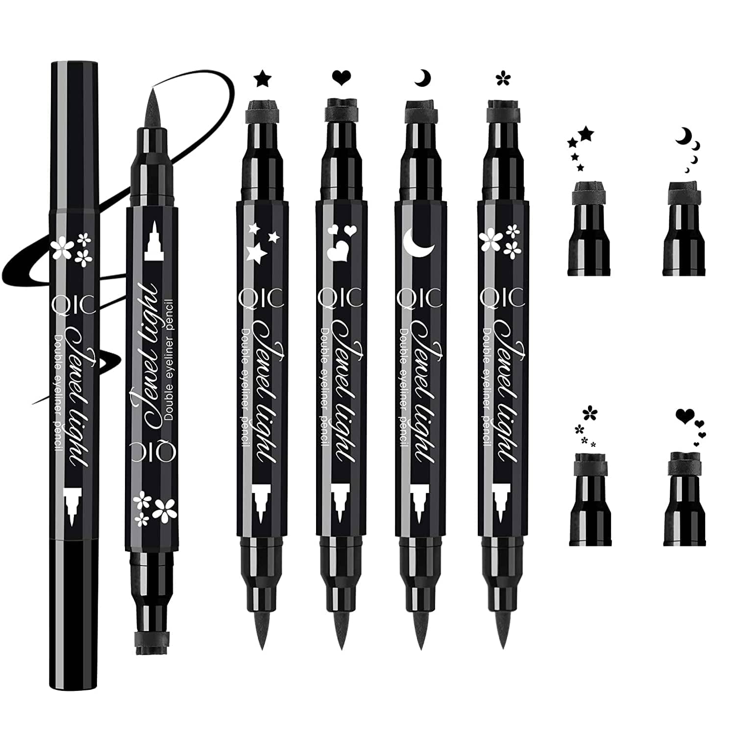 1Pcs Dual Ended Eyeliner Stamp,Waterproof Liquid Eyeliner with Heart Seal Stamp,Long Lasting Seal Eyeliner Pen for Makeup,Eye Decoration Eye Liner Makeup Tool Black No Smudge (02# Heart) Health & Beauty > Personal Care > Cosmetics > Cosmetic Tools > Makeup Tools Jutoe 4 in 1  