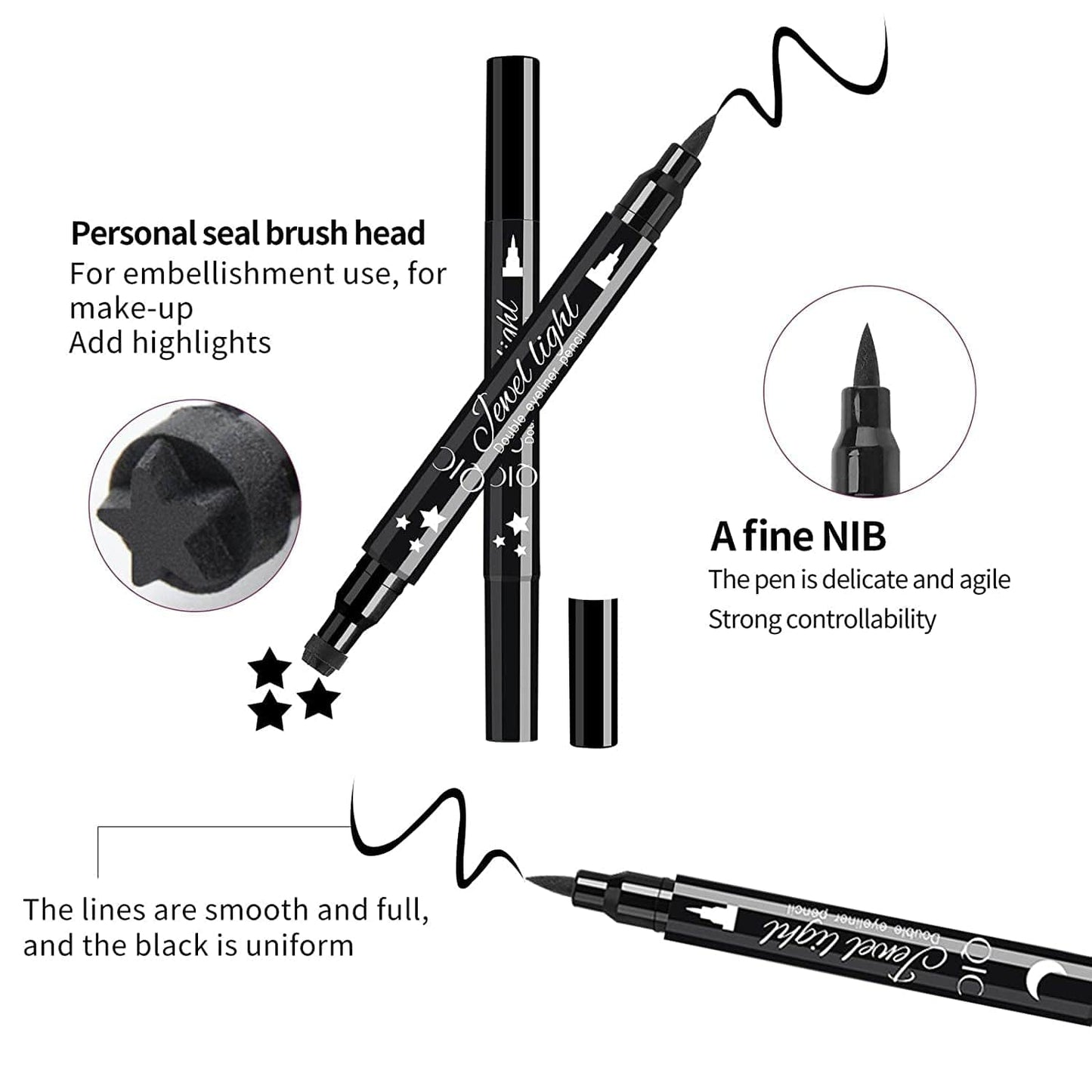 1Pcs Dual Ended Eyeliner Stamp,Waterproof Liquid Eyeliner with Heart Seal Stamp,Long Lasting Seal Eyeliner Pen for Makeup,Eye Decoration Eye Liner Makeup Tool Black No Smudge (02# Heart) Health & Beauty > Personal Care > Cosmetics > Cosmetic Tools > Makeup Tools Jutoe   
