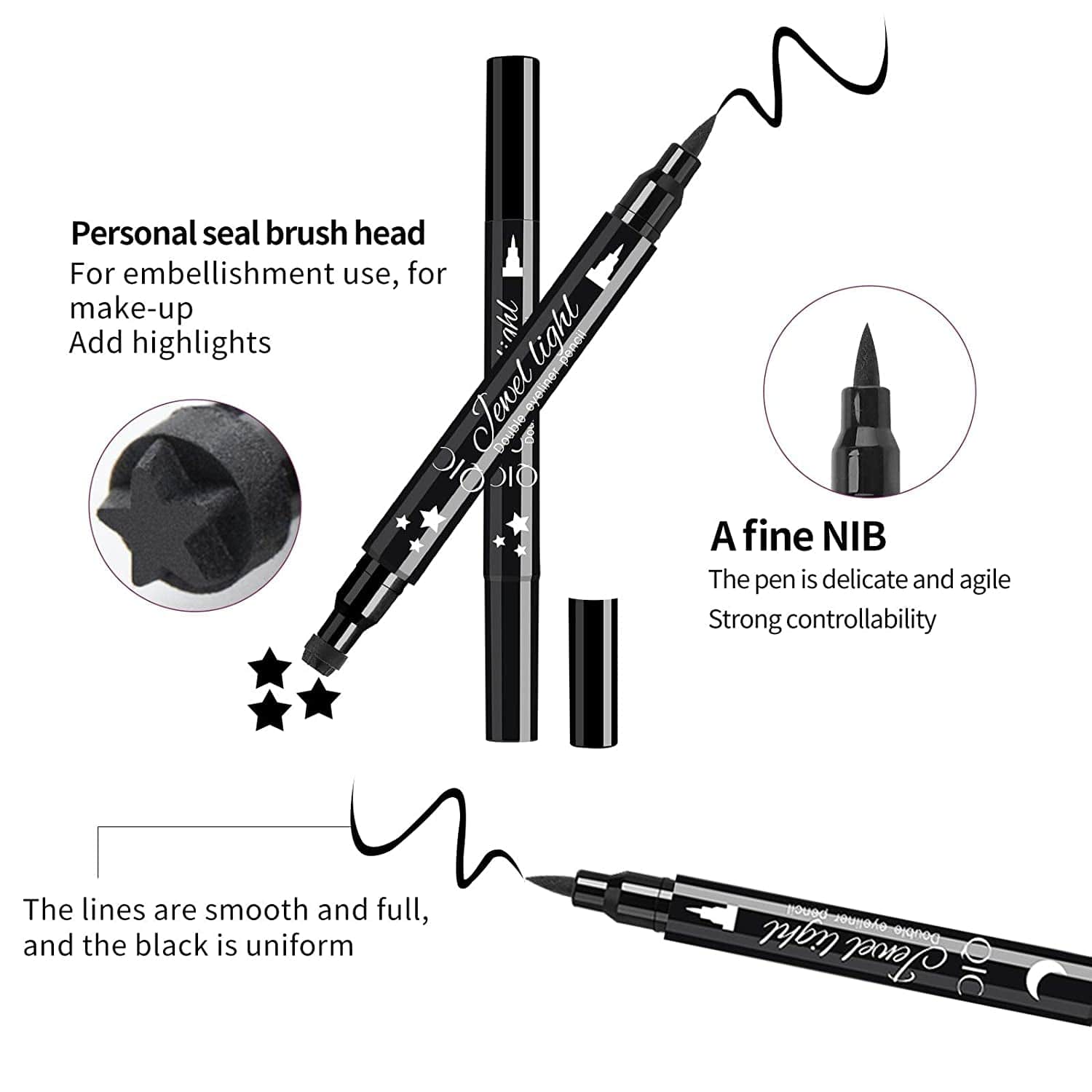 1Pcs Dual Ended Eyeliner Stamp,Waterproof Liquid Eyeliner with Heart Seal Stamp,Long Lasting Seal Eyeliner Pen for Makeup,Eye Decoration Eye Liner Makeup Tool Black No Smudge (02# Heart) Health & Beauty > Personal Care > Cosmetics > Cosmetic Tools > Makeup Tools Jutoe   