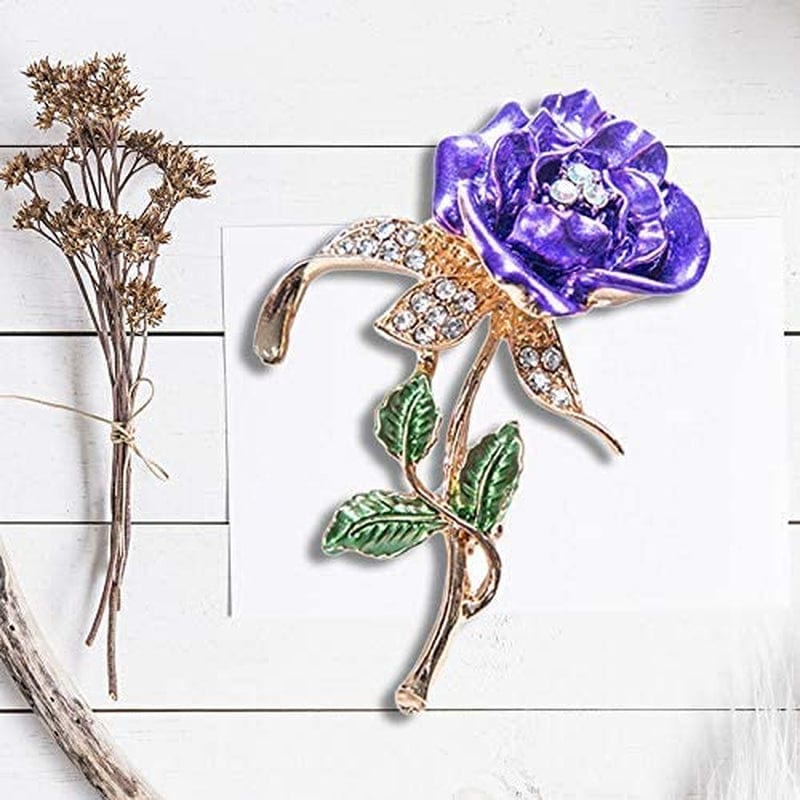 1X Valentine'S Day Gift Purple Rose Flower Lapel Pin Enamel Pin Brooch Jewellery Corsage Button Dress Scarf Shawl Clip Bag Ornament Practical Superior Quality and Creative