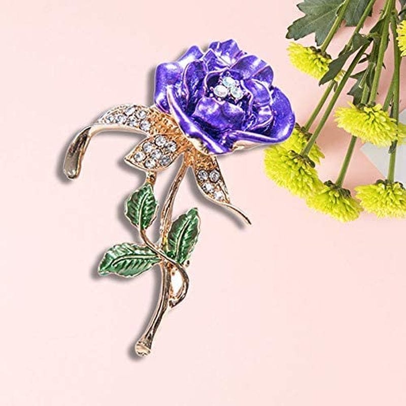 1X Valentine'S Day Gift Purple Rose Flower Lapel Pin Enamel Pin Brooch Jewellery Corsage Button Dress Scarf Shawl Clip Bag Ornament Practical Superior Quality and Creative