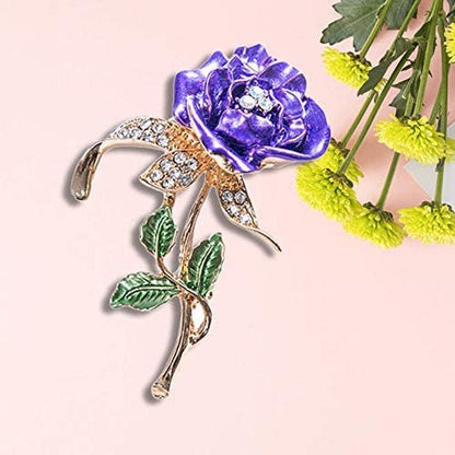 1X Valentine'S Day Gift Purple Rose Flower Lapel Pin Enamel Pin Brooch Jewellery Corsage Button Dress Scarf Shawl Clip Bag Ornament Practical Superior Quality and Creative