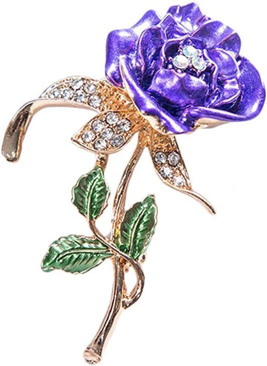 1X Valentine'S Day Gift Purple Rose Flower Lapel Pin Enamel Pin Brooch Jewellery Corsage Button Dress Scarf Shawl Clip Bag Ornament Practical Superior Quality and Creative