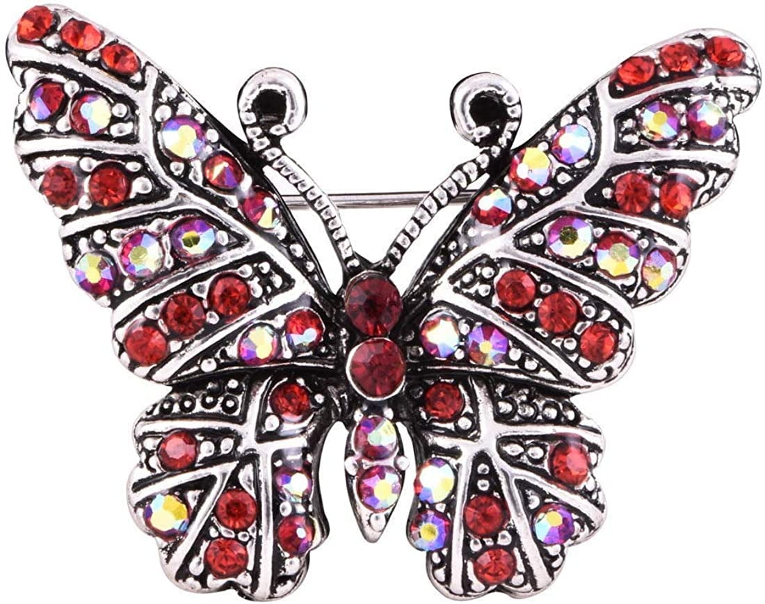 1X Valentine'S Day Gift Red Diamond Butterfly Lapel Pin Enamel Pin Brooch Jewellery Corsage Button Dress Scarf Shawl Clip Bag Ornament Cost-Effective And,