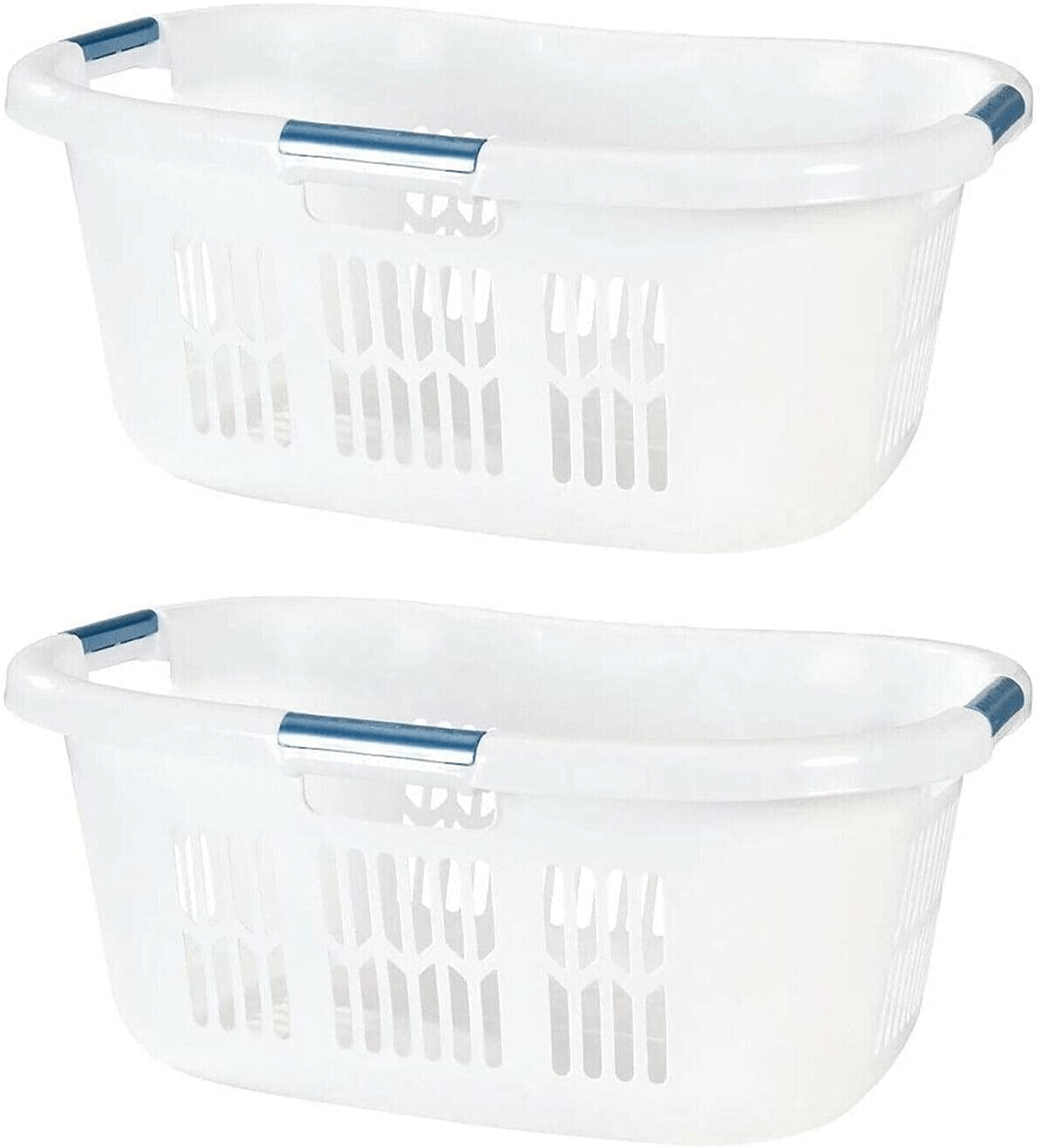 2.1 Bushel Small Hip-Hugger Portable Plastic Laundry Basket (2-Pack) Storage Bins Laundry Baskets Laundry Hamper Closet Organizer Laundry Basket Storage Basket Laundry Room Decor Clothes Storage Apparel & Accessories > Clothing > Underwear & Socks > Underwear Trop   