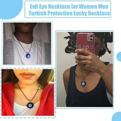 2/3/4 Pcs Blue Beads Evil Eyes Bracelet Hamsa Hand of Fatima Bracelet Glass Charm Evil Eye Leather Cord Necklace Protection Jewelry Set